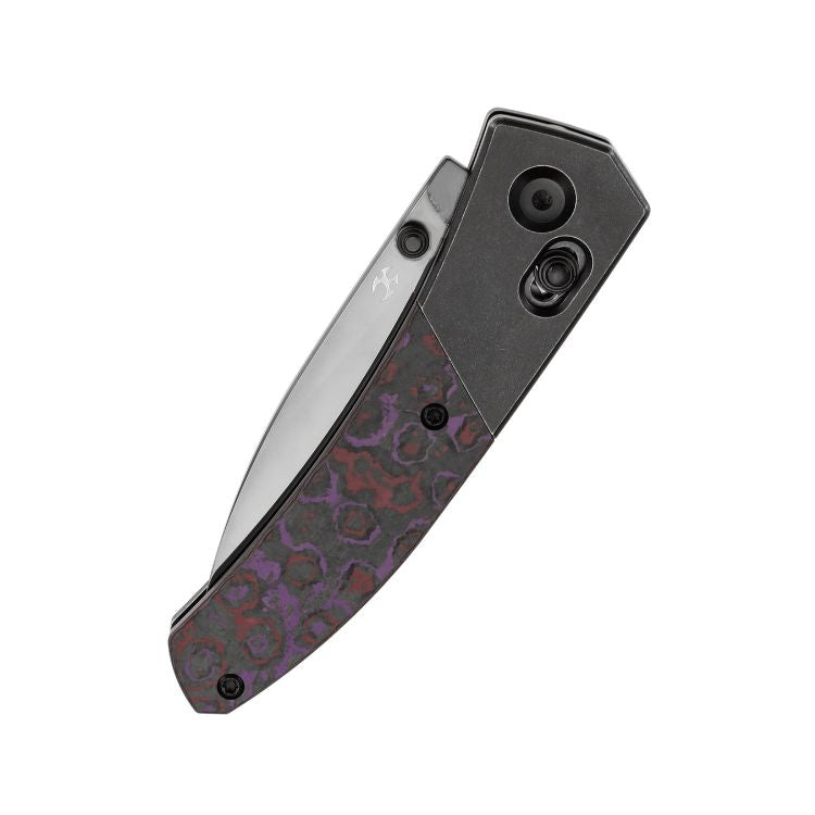 Kansept Dako - S35VN Mirror DLC Coated Blade - Blackwash Titanium - Purple Haze Fatcarbon
