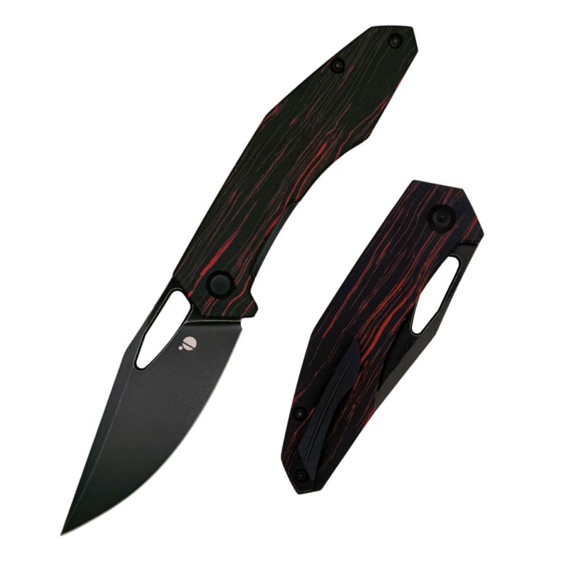 Callisto Pocket Knife - Red/Black Gmascus - Black Stone Washed - Exclusive
