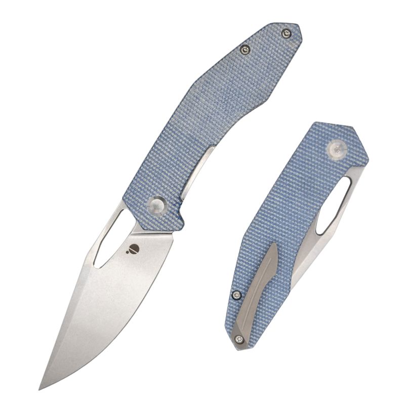 Orbital Knives Callisto Folding Knife in Blue Micarta and 154CM steel.