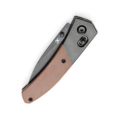 Kansept Dako - S35VN Blackwash Blade - Blackwash Titanium - Brown Micarta