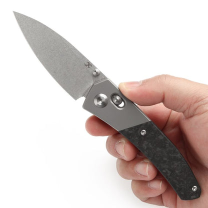Kansept Dako - S35VN Stone Washed Blade - Titanium - Shred Carbon Fiber