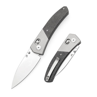 Kansept Dako - S35VN Stone Washed Blade - Titanium - Shred Carbon Fiber