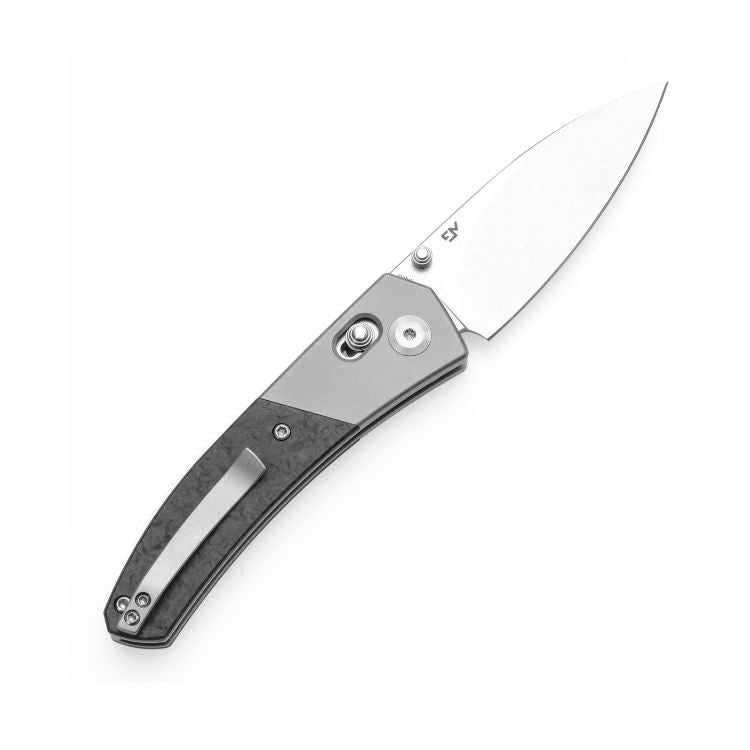 Kansept Dako - S35VN Stone Washed Blade - Titanium - Shred Carbon Fiber
