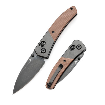 Kansept Dako - S35VN Blackwash Blade - Blackwash Titanium - Brown Micarta