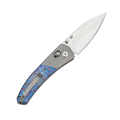 Kansept Dako - S35VN Satin Finish Blade - Titanium - Timascus