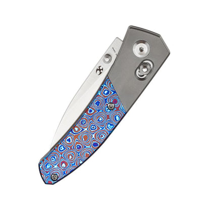 Kansept Dako - S35VN Satin Finish Blade - Titanium - Timascus