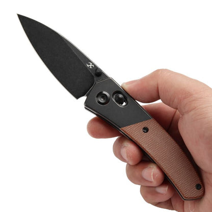 Kansept Dako - S35VN Blackwash Blade - Blackwash Titanium - Brown Micarta