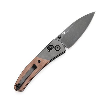 Kansept Dako - S35VN Blackwash Blade - Blackwash Titanium - Brown Micarta