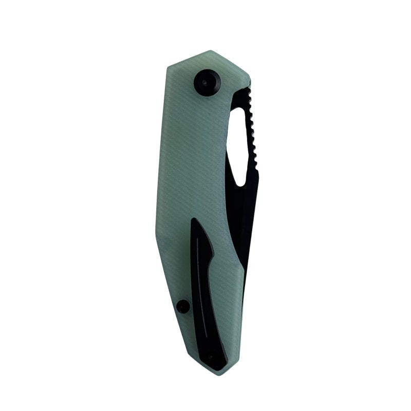 Large Callisto Pocket Knife - Jade G10 - CPM-20CV Black Stone Wash