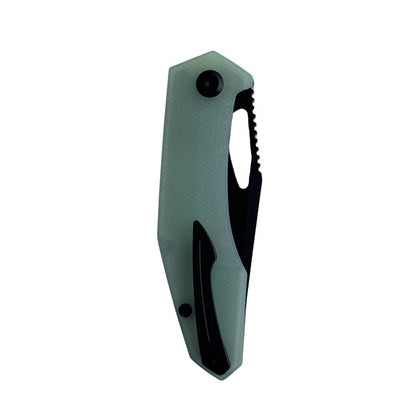 Large Callisto Pocket Knife - Jade G10 - CPM-20CV Black Stone Wash