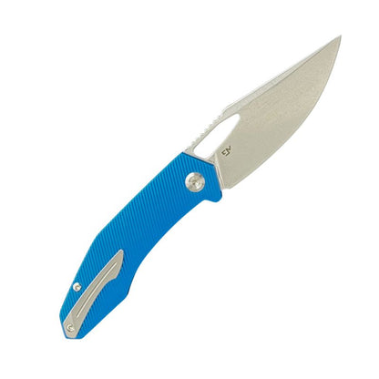 Large Callisto Pocket Knife - Blue Aluminum - CPM-20CV Stone Wash