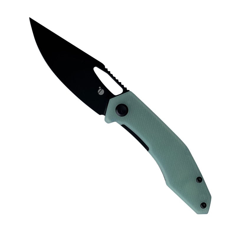 Large Callisto Pocket Knife - Jade G10 - CPM-20CV Black Stone Wash