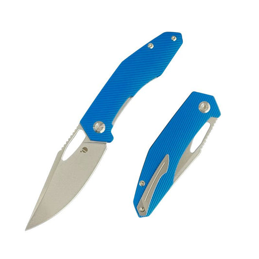 Large Callisto Pocket Knife - Blue Aluminum - CPM-20CV Stone Wash