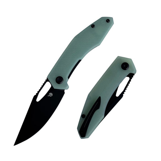 Large Callisto Pocket Knife - Jade G10 - CPM-20CV Black Stone Wash