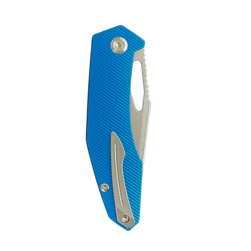 Large Callisto Pocket Knife - Blue Aluminum - CPM-20CV Stone Wash