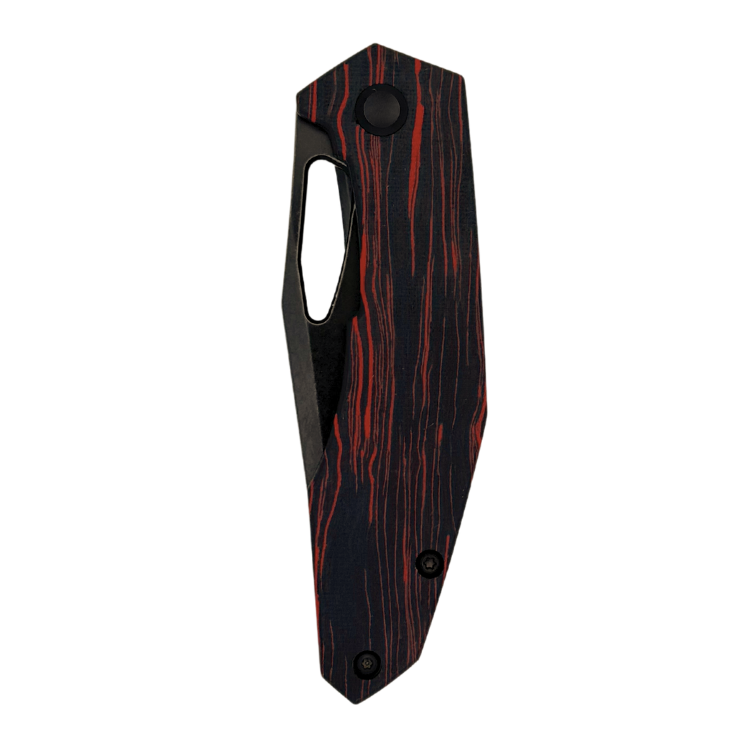 Orbital Knives Callisto Site Exclusive - Black/Red Gmascus - Coated Blade and Hardware - 154CM - Closed - Show Side - Pocket Knives for EDC - High Quality. 
