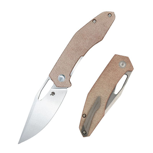 Callisto Pocket Knife - Natural Brown Micarta - Stone Washed