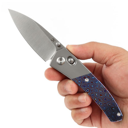 Kansept Dako - S35VN Satin Finish Blade - Titanium - Timascus
